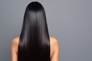 Naklejka premium Smooth black hair against gray background
