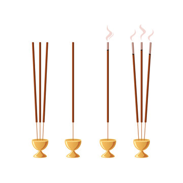 Burning incense sticks or agarbatti vector isolated