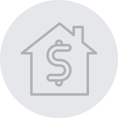 House with Dollar Vector Line Grey Circle Grey