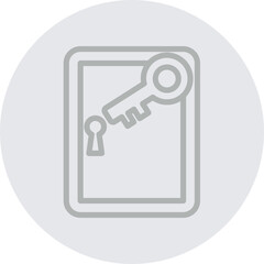 Door Key Vector Line Grey Circle Grey