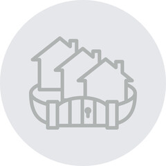 Gated Community Vector Line Grey Circle Grey