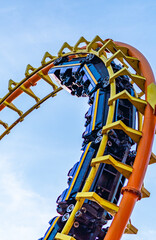 Fototapeta na wymiar Roller coaster in an amusement park