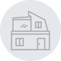 Modern House Vector Line Grey Circle Grey