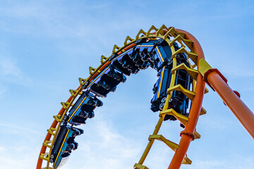 Roller coaster in an amusement park
