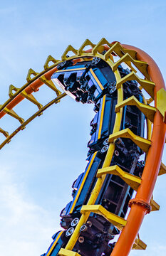 Roller coaster in an amusement park