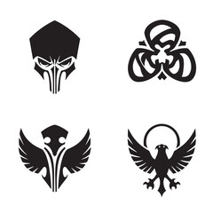 Fototapeta premium A set of four stylish and creative black ornamental emblems and badges for design purposes