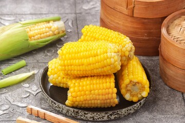 Jagung Rebus. Boiled corn is a very rich source of dietary fiber.