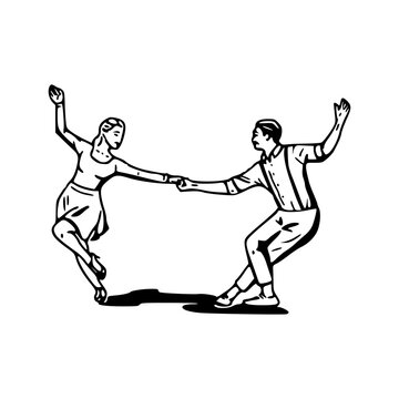 vintage swing dance couple illustration