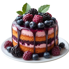 berry cake on transparent background 