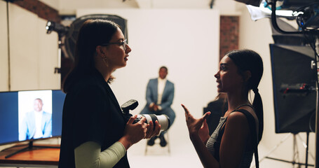 Planning, photography and shooting with people in studio business headshot, about us and profile picture. Professional branding, resume photoshoot and behind the scenes with man on set for production © peopleimages.com