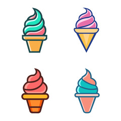 Delicious soft serve ice cream cone vector illustrations