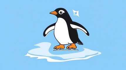 Obraz premium A penguin skates on a patch of ice.