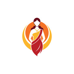 Women's fashion design logo with saree vector