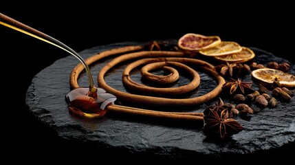 Minimalist composition of falling autumn ingredients