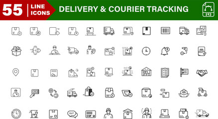Delivery and Courier Icons – Package, Barcode Scan, Van, ETA, Status Update