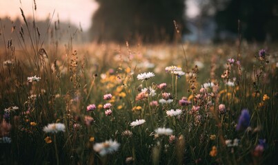 Sunrise meadow wildflowers