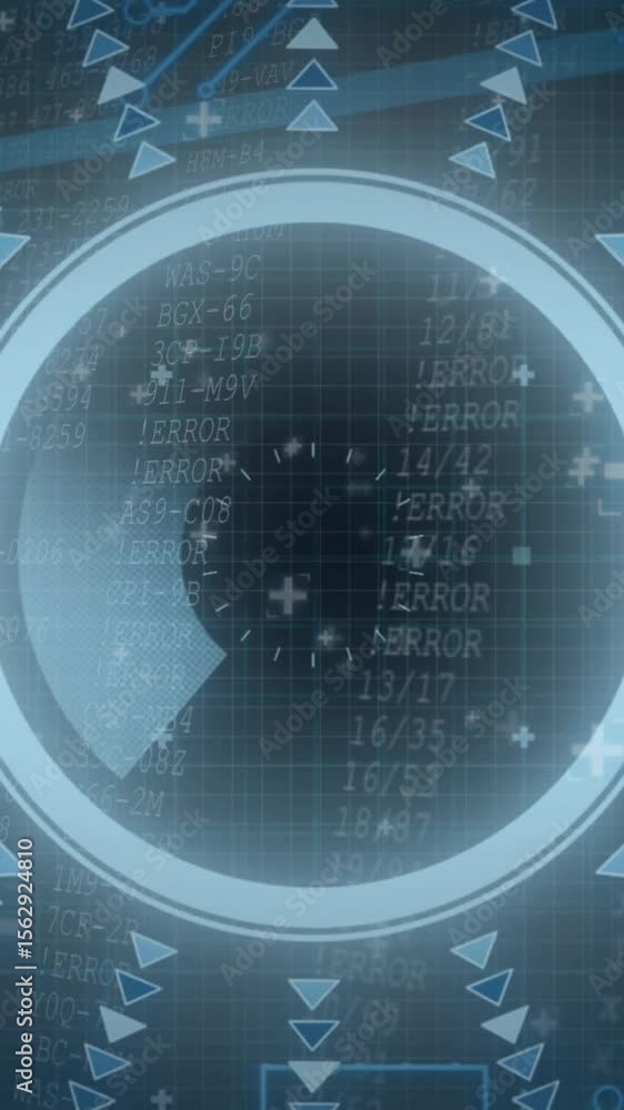 Poster animation of futuristic digital interface with circular patterns and binary code