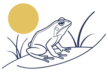 Modern Frog Silhouette Line Illustration
