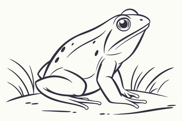 Simple Frog Sketch in Black Lines