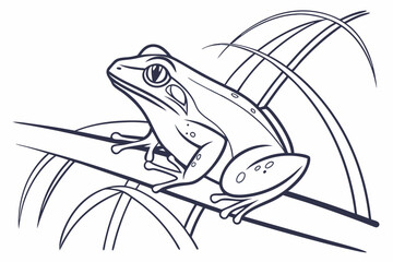 Stylized Frog Contour Line Drawing
