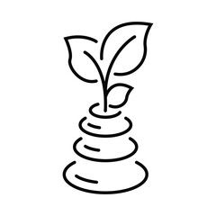 Spa stones line icon. Continuous one line with curl. Bath resort sign. Hotel service symbol. Spa stones single outline ribbon. Loop curve pattern. Vector