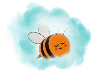Illustration of cute bee. Hand drawn cute bees.	
