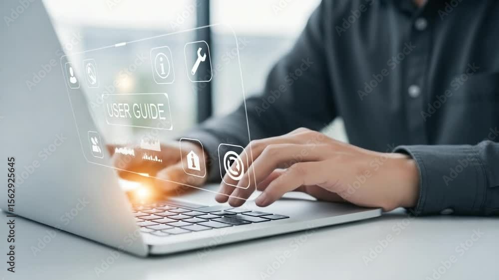 Poster person using a smartphone with a password prompt near a laptop on a white surface in a suit