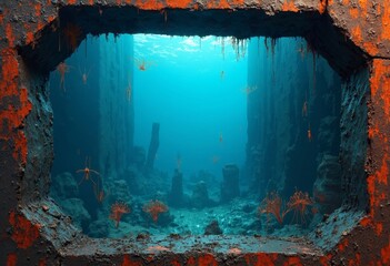 Underwater cave art scene