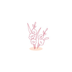 Delicate Pink Botanical Flower Sketch with Soft Lines