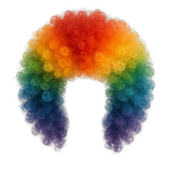 Rainbow afro wig isolated on transparent background, generative ai