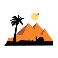Illustration camel in desert
