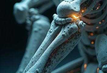Close up of Mechanical Skeleton Art