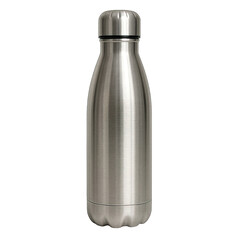 Chrome water bottle isolated on transparent background, generative ai