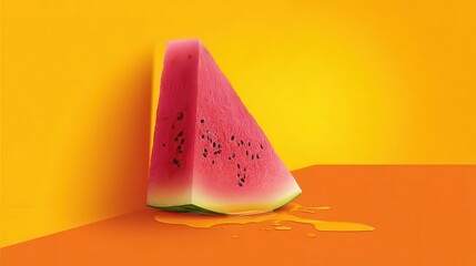 Watermelon slice on a vibrant background.