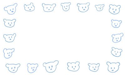 Frame of rough cute bears doodle. Hand drawn illustration vector. Copy space.
