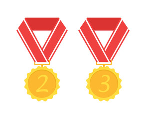 Simple Gold Medal Icon On White Background