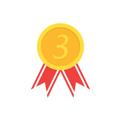 Simple Gold Medal Icon On White Background