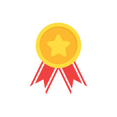 Simple Gold Medal Icon On White Background