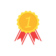 Simple Gold Medal Icon On White Background