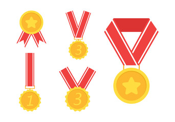Simple Gold Medal Icon On White Background