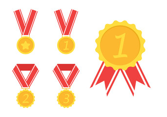 Simple Gold Medal Icon On White Background