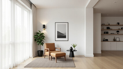 Fototapeta premium modern living room with fireplace
