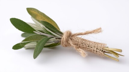 Tied bunch of fresh sage leaves.