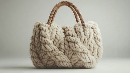Stylish beige wicker beach bag with handkerchief accent on a light background perfect for summer outings
