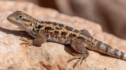 Naklejka premium Close-up of a lizard on a rock.