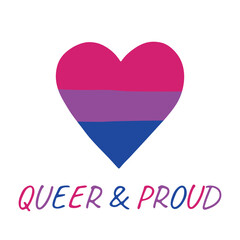 Colorful heart shape Bisexual pride flag Happy pride day LGBTQIA community Pride Month Vector hand drawn doodle for posters, stickers, logo, cards