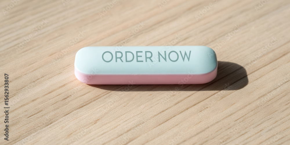Poster e-commerce web button order concept. a button with 