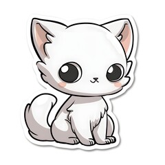 Fototapeta premium Cute Chibi Cat Sticker Vector Art on White Background