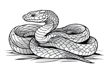 Detailed grayscale snake sketch