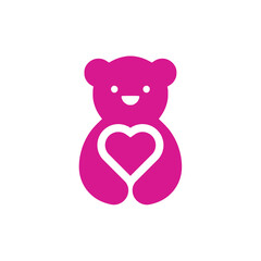 Pink Heart-Shaped Bear Toy Vector for Kids and Gifts